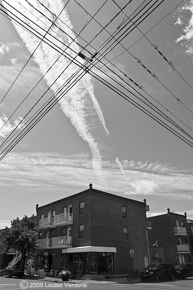 Wires Under Jet Trail